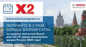 Удвоенные баллы eXtra за покупку запчастей Bosch для топ-10 самых популярных машин России по итогам 2020 года